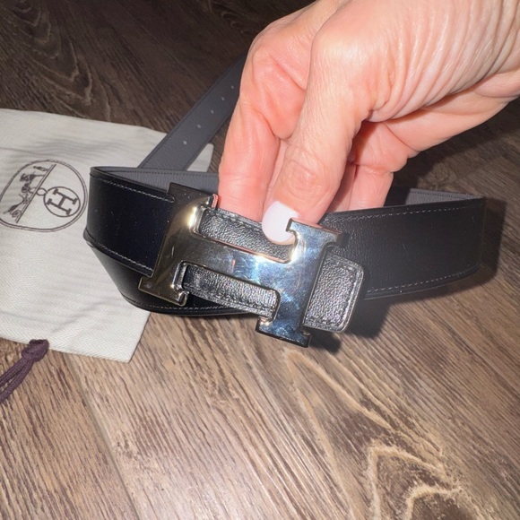 Authentic Hermes Reversible Belt and Palladium H Buckle (PHW) main image 12
